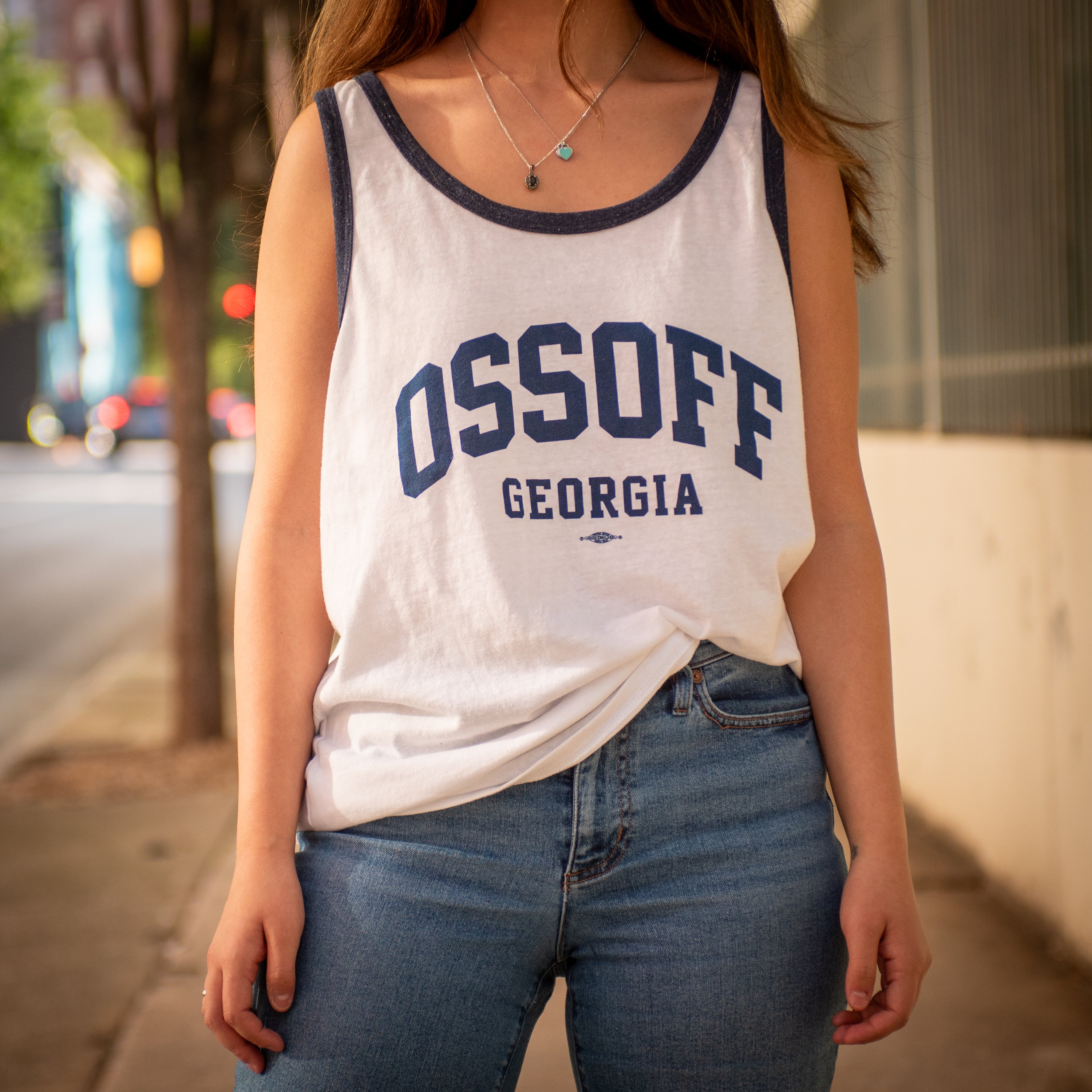 Collegiate Tank - White & Navy